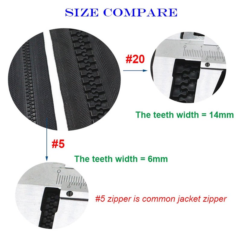 YaHoGa 150cm #20 Super Large Separating Giant Plastic Zippers for Sewing Tents Coats Overcoats Boat Cover Canvas Heavy Duty Huge Resin Zippers (59" Black) - Image 4